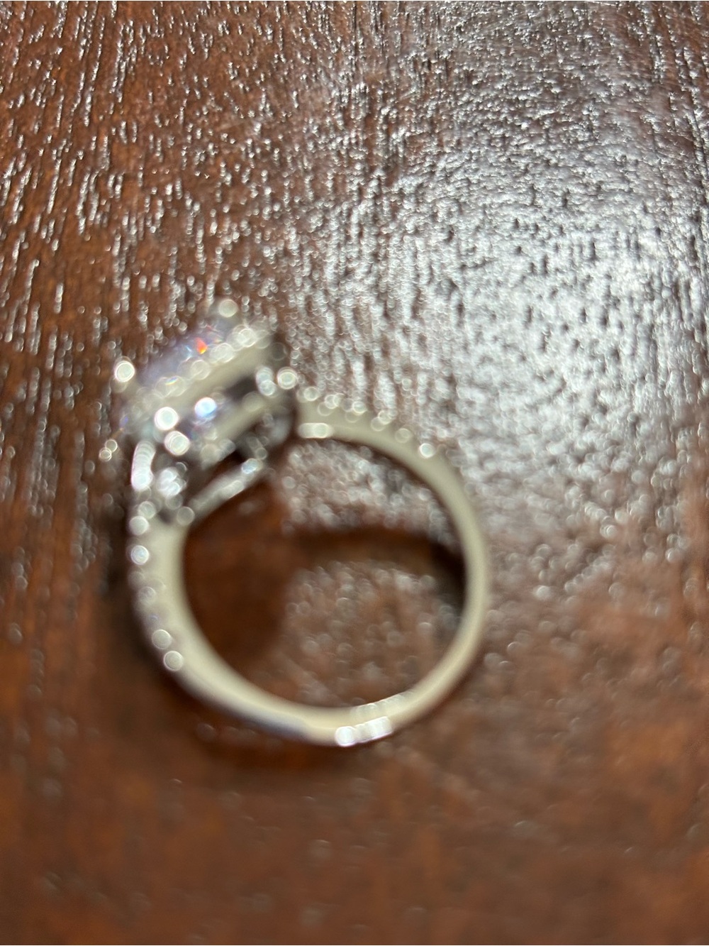 Sparkling Clear Emerald-Cut Halo Ring in Silver Tone. Size 6. - Picture 12 of 15